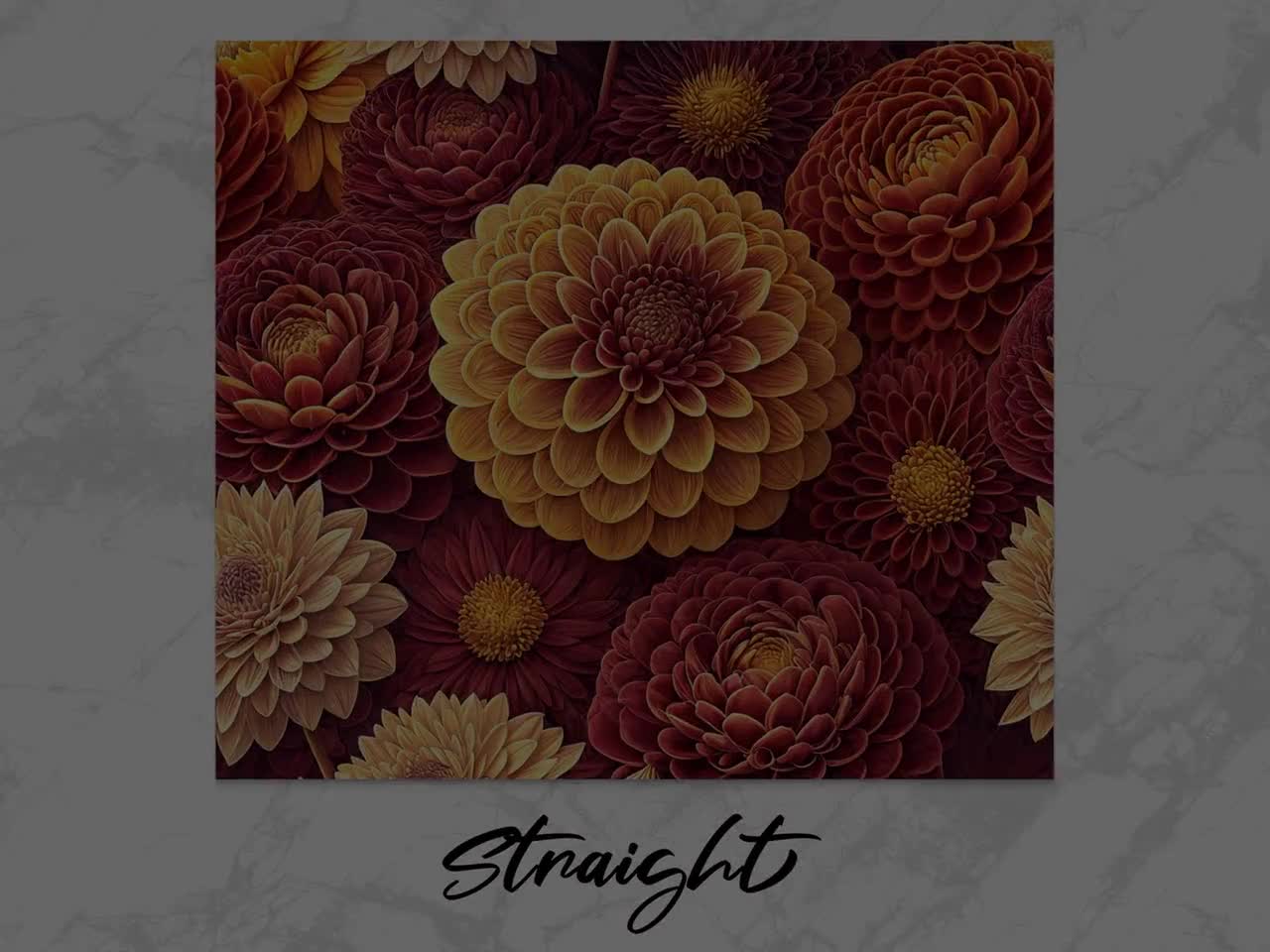 Dahlia Tumbler Wrap, Maroon Gold Floral Design (PNG Digital